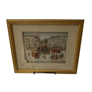 Framed Decoupage Print Studios of John Ellam Piccadilly Circus Diane Elson